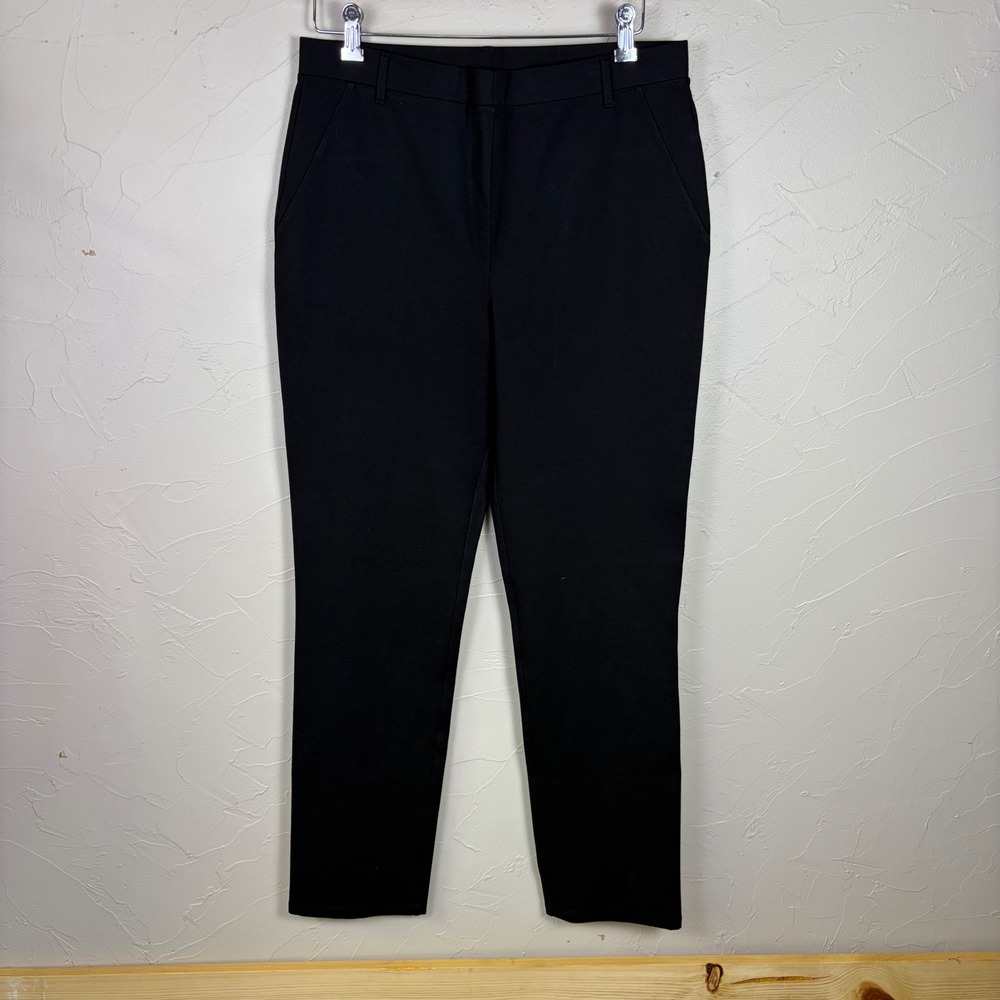 NWT Quince Pants Ultra-Stretch Ponte Straight Leg Size L Black Workwear Trousers